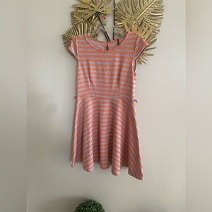 Casual Orange and Gray Striped Dress